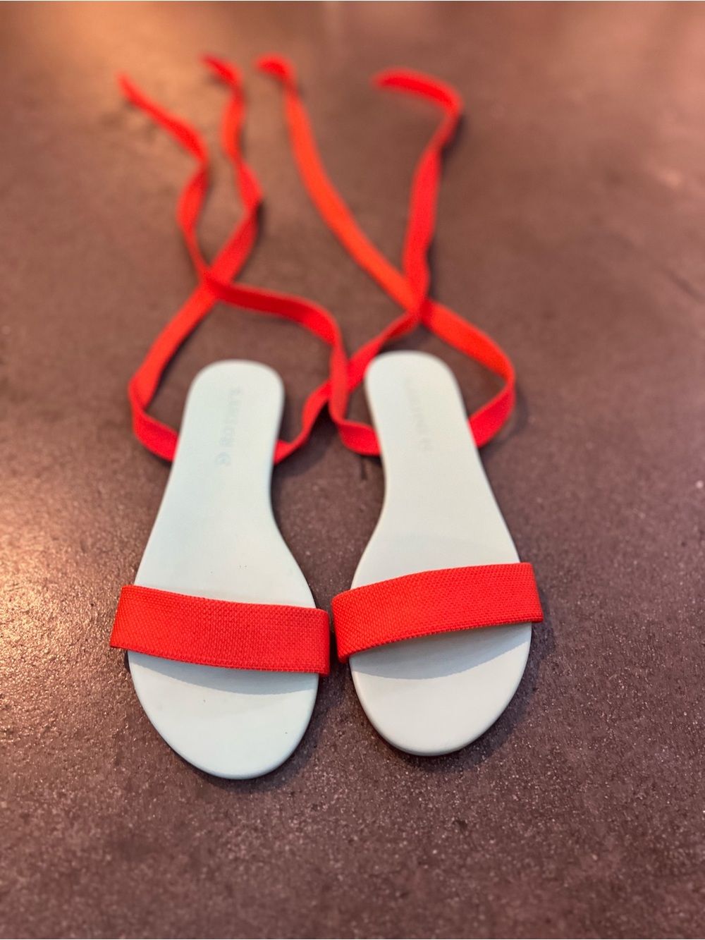 Rothy's Red Strap Lace-Up Flat Sandals